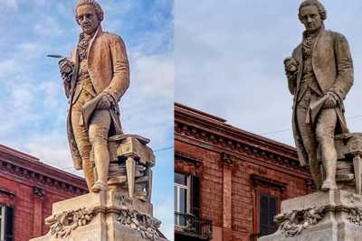 Bari, la statua di Piccinni non ha pi� in mano la penna d'oca: si � spezzata